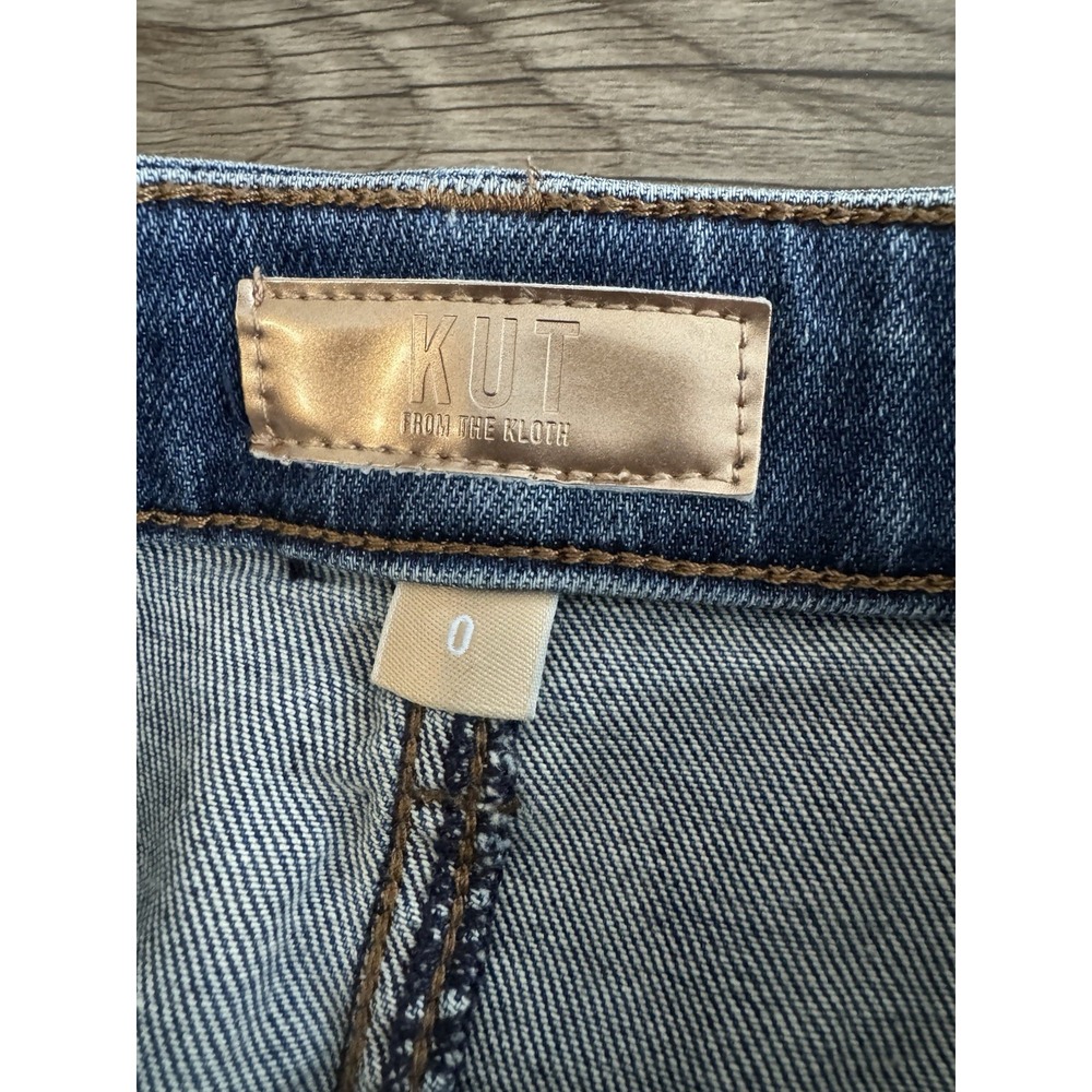 KUT from the Kloth Fay Fab Ab Straight Leg Jeans Women's Size 0 Blue Cuffed - Picture 5 of 9